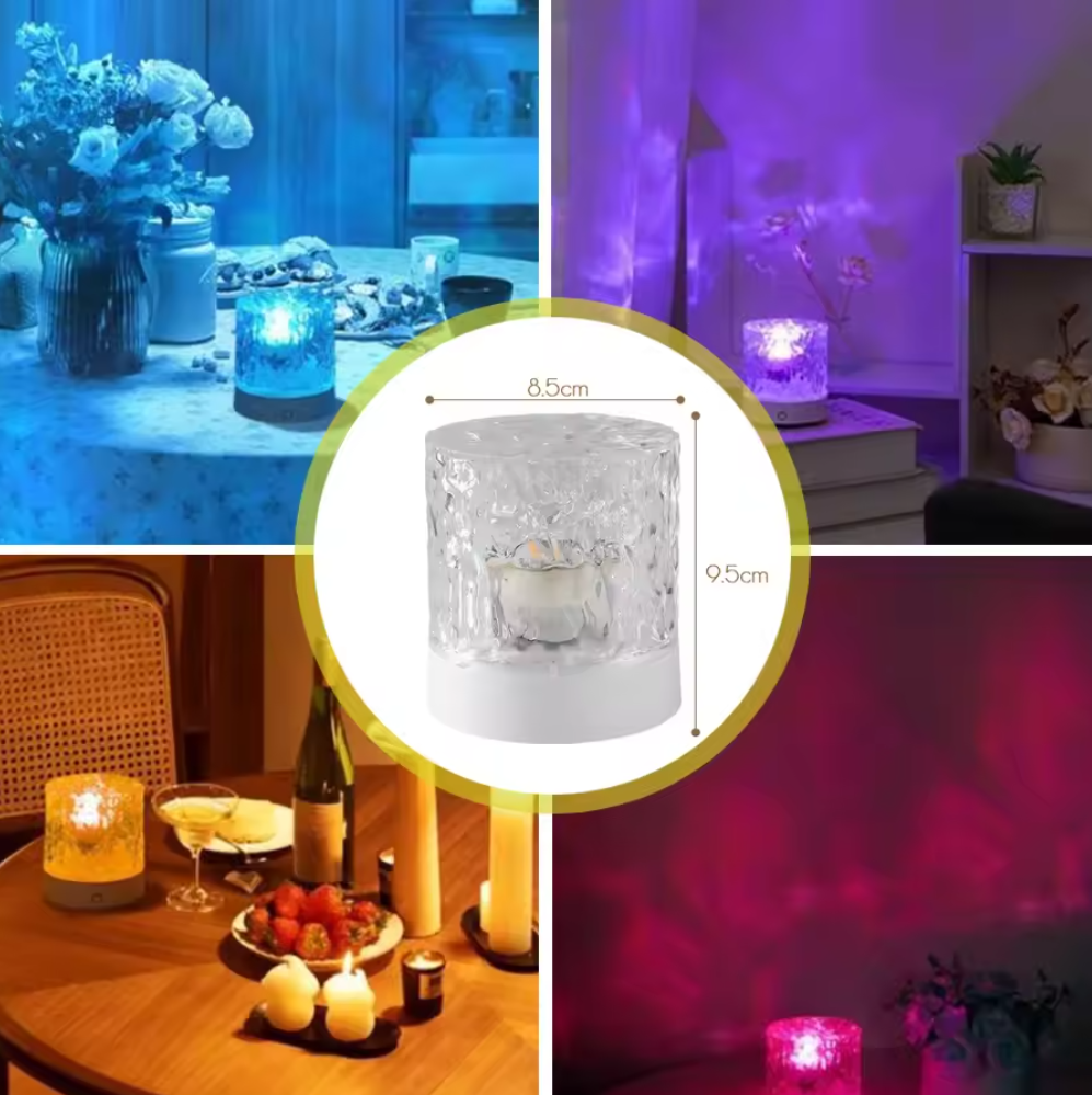 Rechargeable 16 Color LED Water Ripple Projector Night Light Remote Control Bedroom Ambient Lamp RGB Dimmable Crystal Table Lamp Local fast delivery