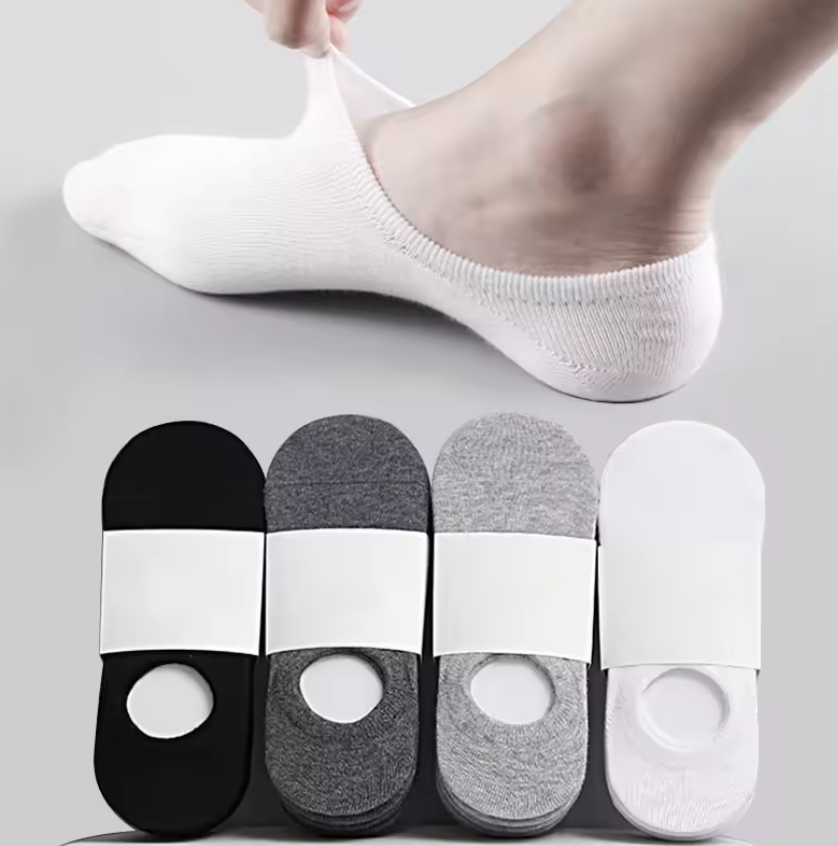 5pc  Pairs Men's Invisible Socks Slippers Cotton Silicone Non-slip Summer No-show Ankle Socks Casual Breathable Thin Boat Sock Local fast delivery