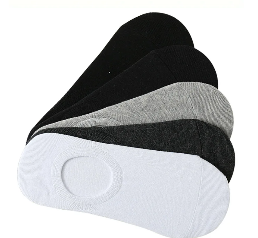 5pc  Pairs Men's Invisible Socks Slippers Cotton Silicone Non-slip Summer No-show Ankle Socks Casual Breathable Thin Boat Sock Local fast delivery