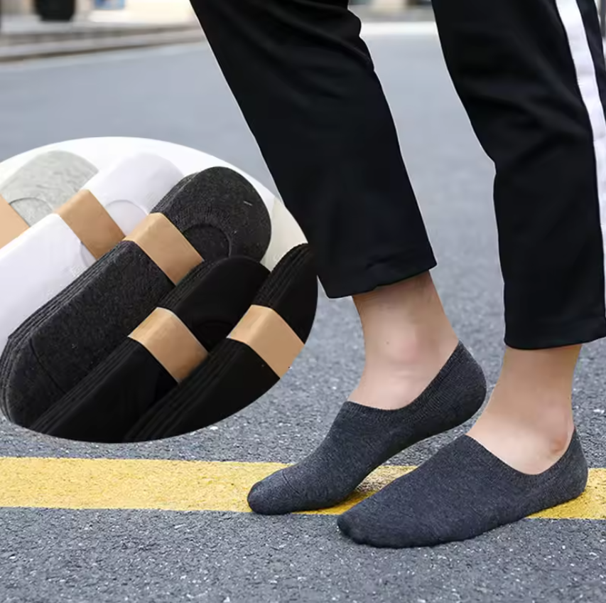 5pc  Pairs Men's Invisible Socks Slippers Cotton Silicone Non-slip Summer No-show Ankle Socks Casual Breathable Thin Boat Sock Local fast delivery