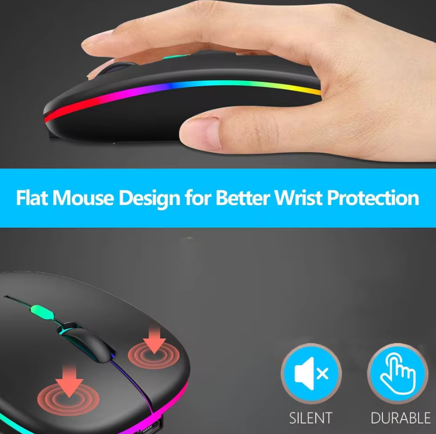 Rechargeable Wireless Mouse Gaming Mouse Backlight USB Compatible RGB Rechargeable Mice Silent Backlit Ergonomic Gaming Mouse for Laptop PC Local fast delivery