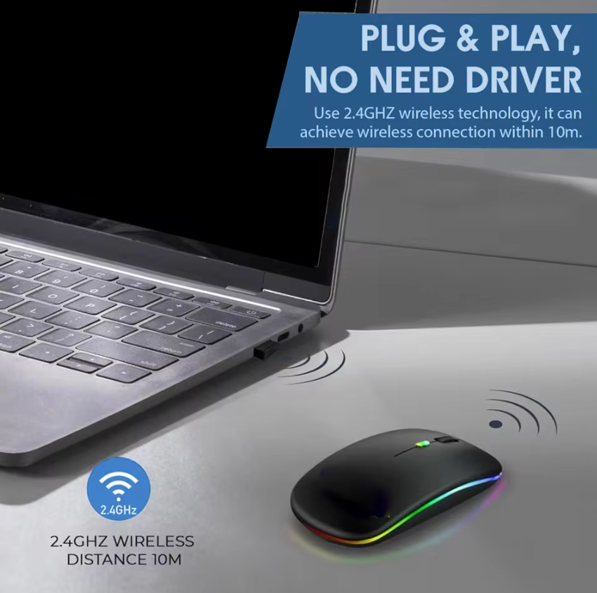 Rechargeable Wireless Mouse Gaming Mouse Backlight USB Compatible RGB Rechargeable Mice Silent Backlit Ergonomic Gaming Mouse for Laptop PC Local fast delivery