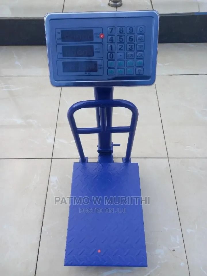 150kg Digital Commercial Weigh Scale -Heavy Duty Industrial Electronic Weighing Machine - Water Proof With Guard Rail-BLUE.