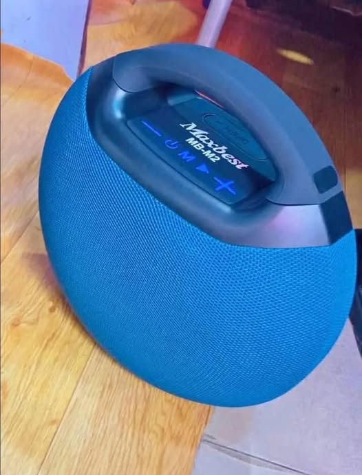 Maxbest MB-M2 Monster portable wireless speaker with a heavy,round design and fabric covers 100W woofer, 60W, deep bass, and Bluetooth volume bass treble adjust