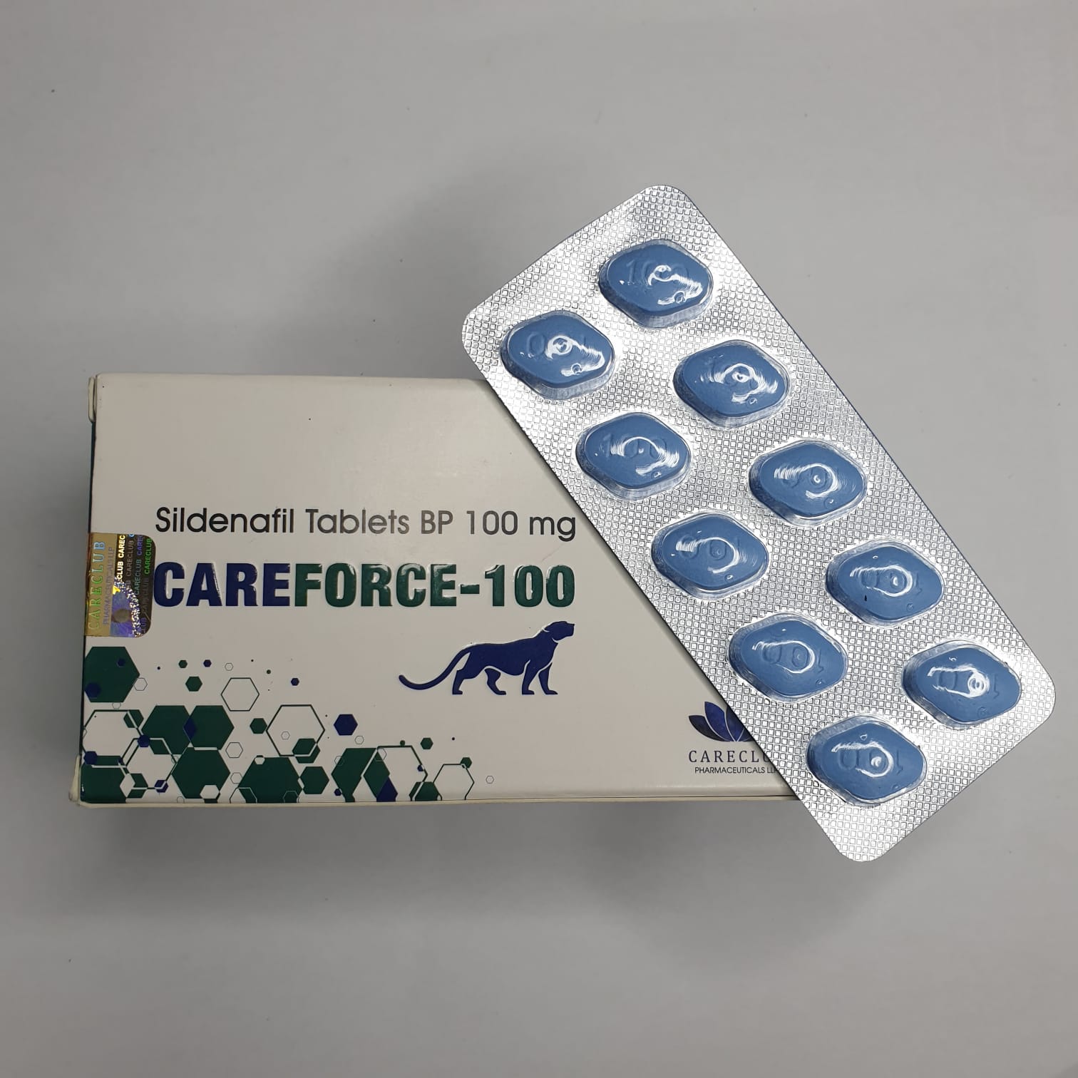 A strip of 10 Sildenafil Citrate Men's Sex Enhancing Tablets BP 100 mg; Sildenafil treats erectile dysfunction by increasing blood flow to the penis during sexual stimulation