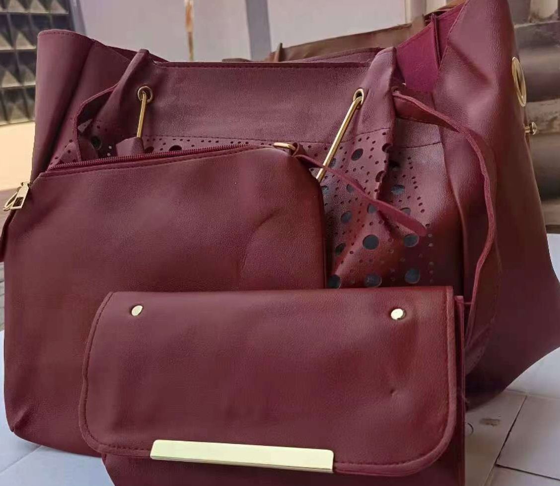 3pcs Ladies Bag Set Women Handbags Shoulder Tote Sling Bags PU Leather Waterproof Kings Fashion
