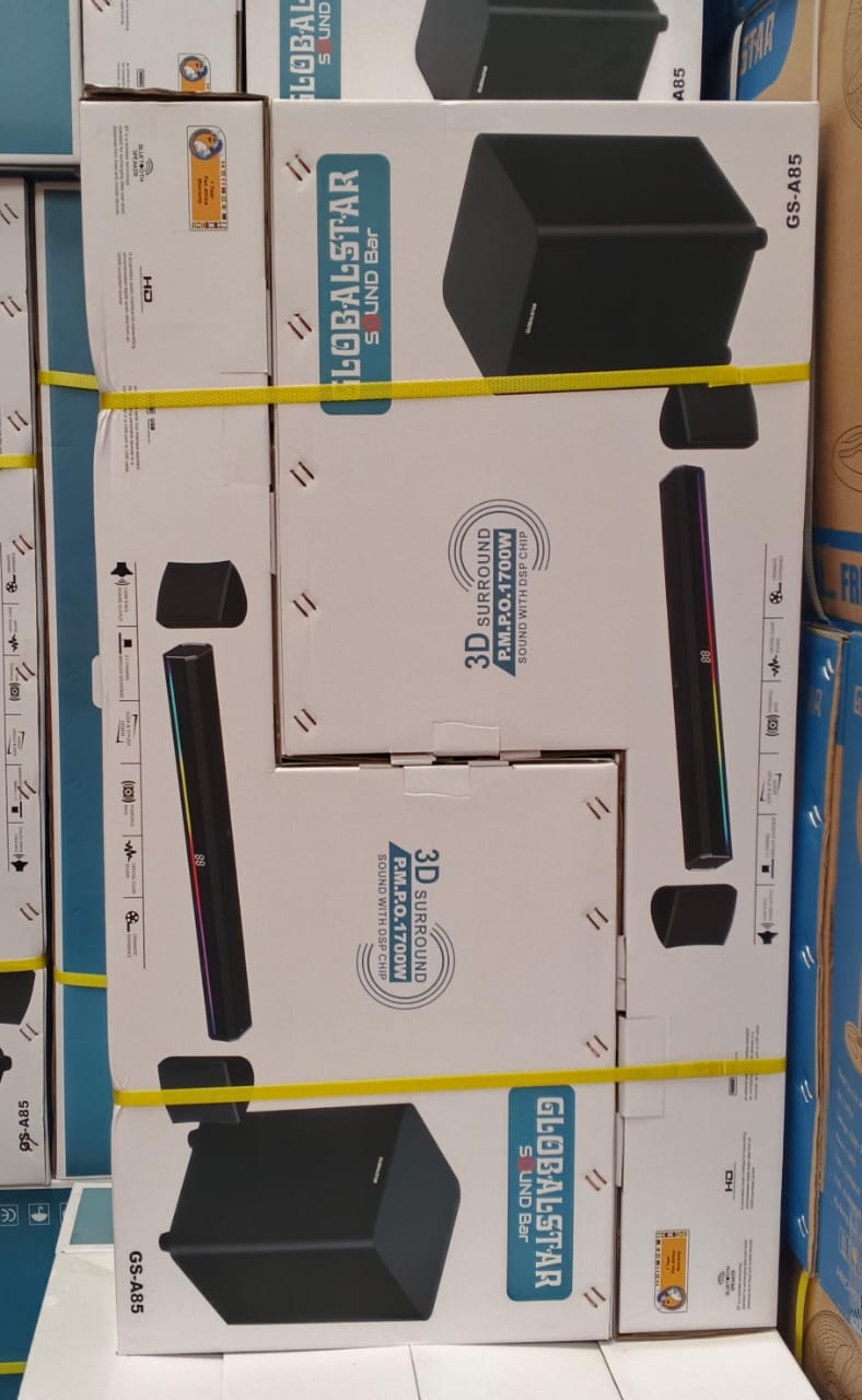 Globalstar 3D GSA85 Sound Bar with 3D Surround Sound DSP Chip, Built-in Amplifier, Bluetooth Connectivity, Full Function Remote Control, Master Volume & Treble Control, 20W–40W Output Power,