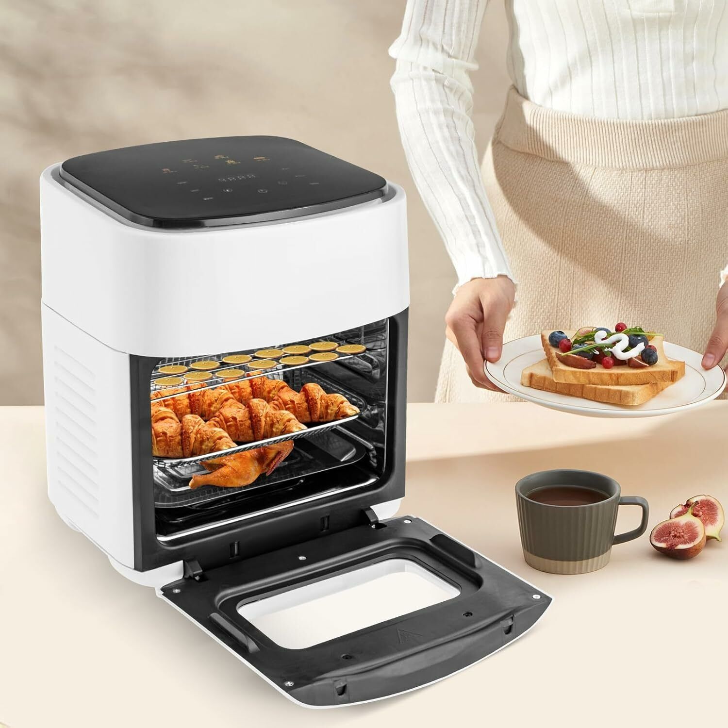 🥕MULTICOOKER▪️▪️15 liters Digital touch Air Fryer Oven Healthy Fryer Roast, Bake, fry, grill, reheat - Fries/ Chicken Maker.360° high-speed hot air circulation. 
Safe and non-toxic
Good heat resistan