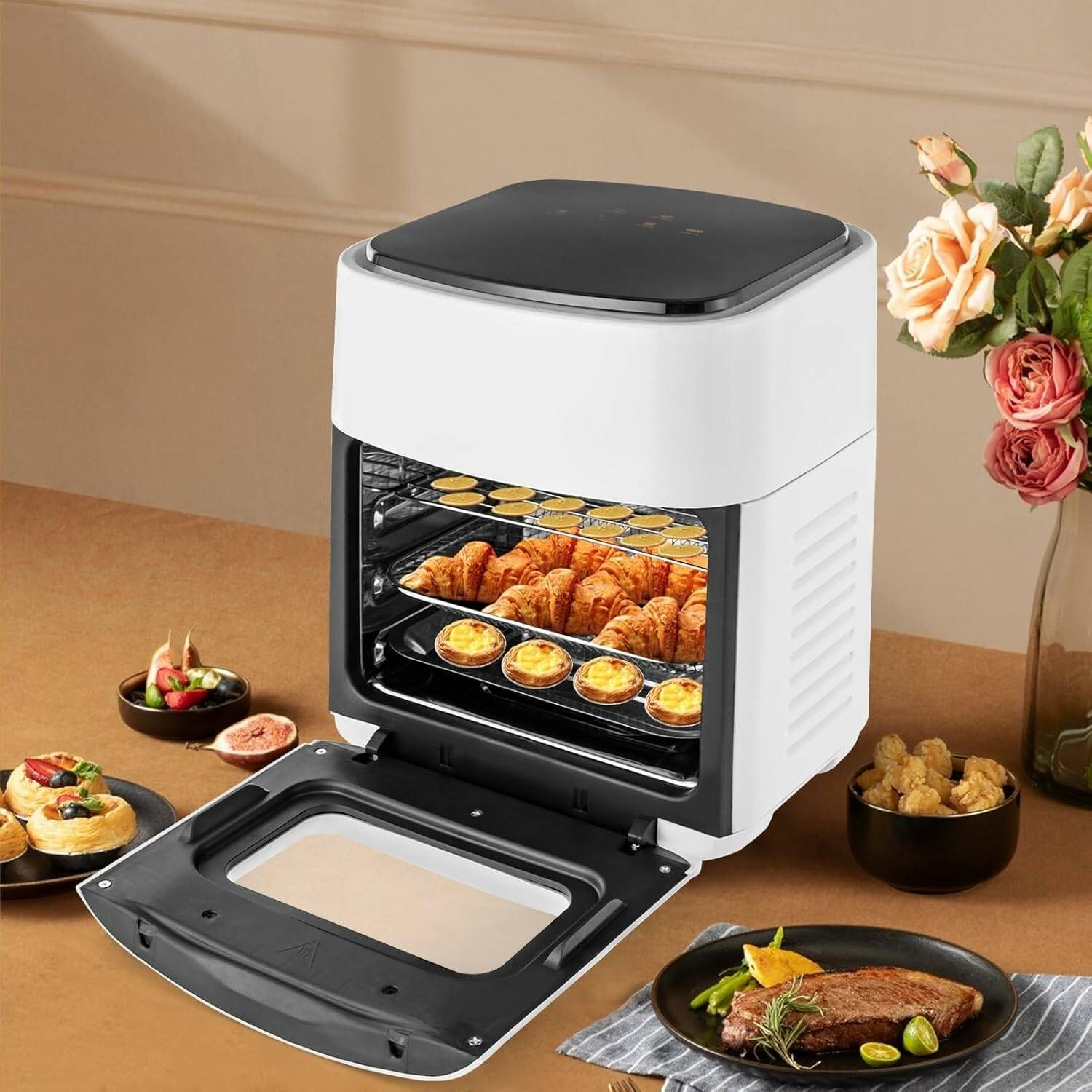 🥕MULTICOOKER▪️▪️15 liters Digital touch Air Fryer Oven Healthy Fryer Roast, Bake, fry, grill, reheat - Fries/ Chicken Maker.360° high-speed hot air circulation. 
Safe and non-toxic
Good heat resistan