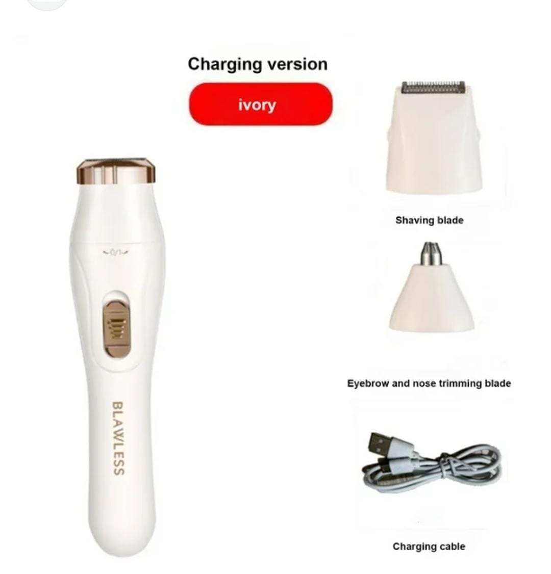 3in1 Blawless multifunction rechargeable shaver with 3 shaver heads.3 IN 1 WOMEN'S ELECTRIC SHAVER】Our hair trimmer kit for women is designed for full body hair removal with three removable blade head