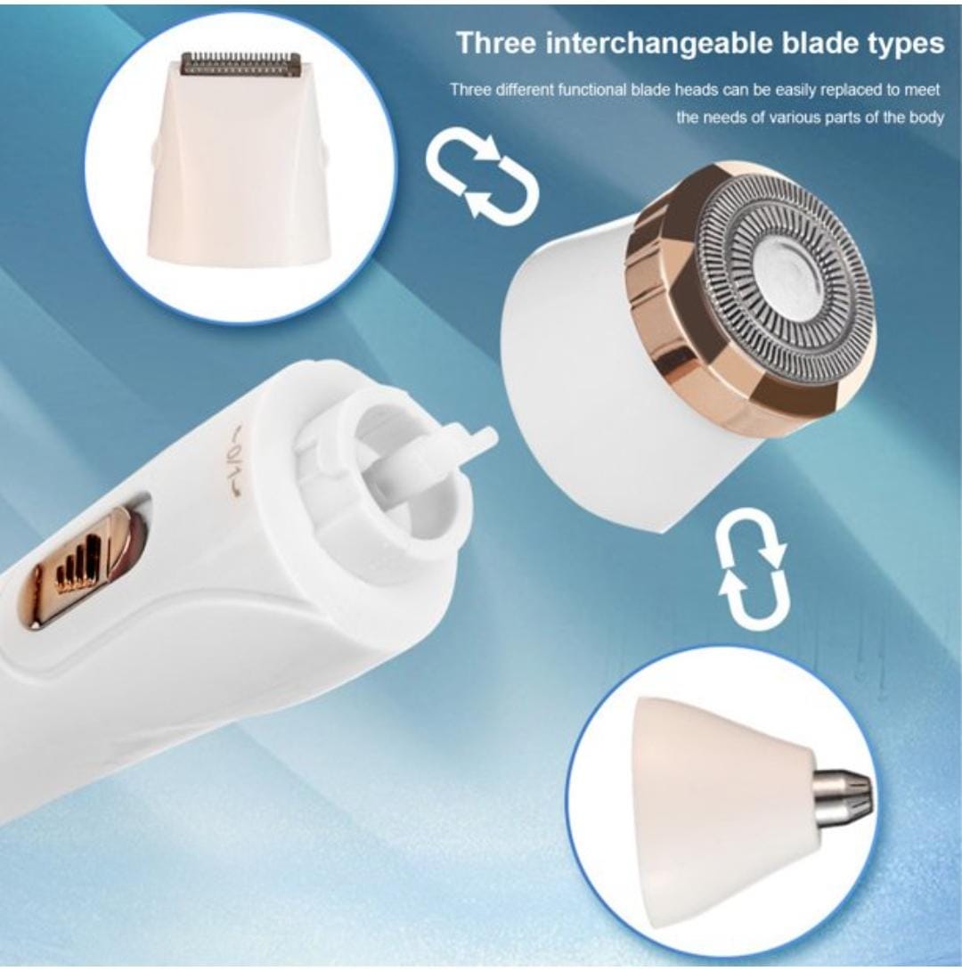3in1 Blawless multifunction rechargeable shaver with 3 shaver heads.3 IN 1 WOMEN'S ELECTRIC SHAVER】Our hair trimmer kit for women is designed for full body hair removal with three removable blade head