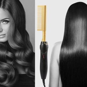 Original 2 IN 1 Hot Comb Wet And Dry Hair Use Hair Straightener Comb.2IN1 Hair straightener, curling iron, waving iron, brush, heated comb, hairdressing accessory, for straight hair, curlers effect

I