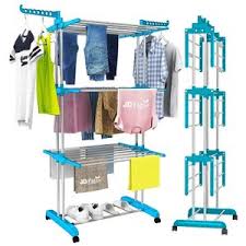 VIBRAT Clothes Drying Rack Folding Clothes Rail 3 Tier Clothes Horses Rack Stainless Steel Laundry Garment Dryer Stand with Two Side Wings