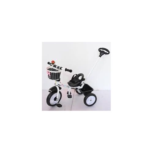 Tricycle with Parent Handle and Basket, Toddler Ride-On Stroller Bike, Push Trike