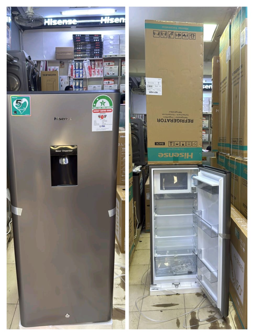 ❄️ Hisense 176 Litres Fridge With Water Dispenser – REF176DR
The Hisense REF176DR 176L Single Door Fridge is a stylish and energy-efficient refrigerator designed for modern homes. W
