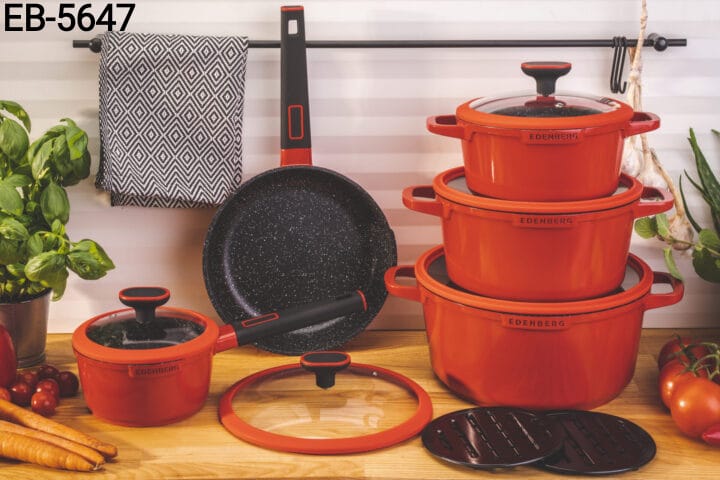 12 Pieces Non-Stick Edenberg Cookware Set
Upgrade your kitchen with the Edenberg 12PCS Non-Stick Cookware Set — a complete and stylish cooking set designed for everyday home cooking. It offers even he