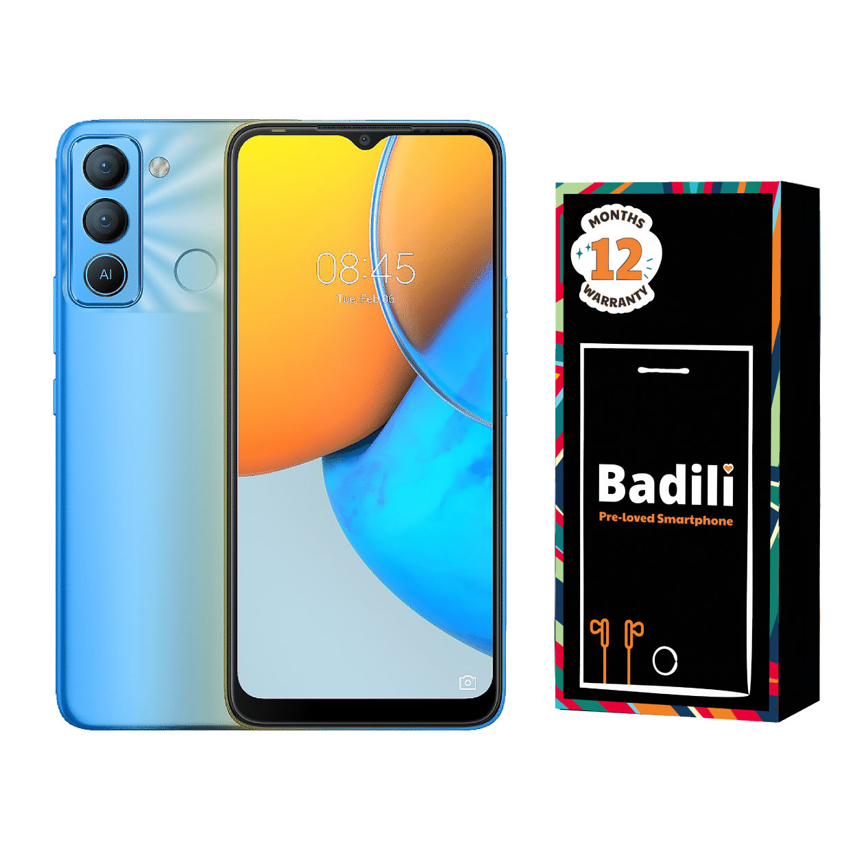 Badili  Refurbished Tecno Pop 5 Pro (2GB RAM, 32GB ROM, 6000mAh Battery, 6.52" HD+ Display) - Dual SIM - Blue.1Year Warranty)