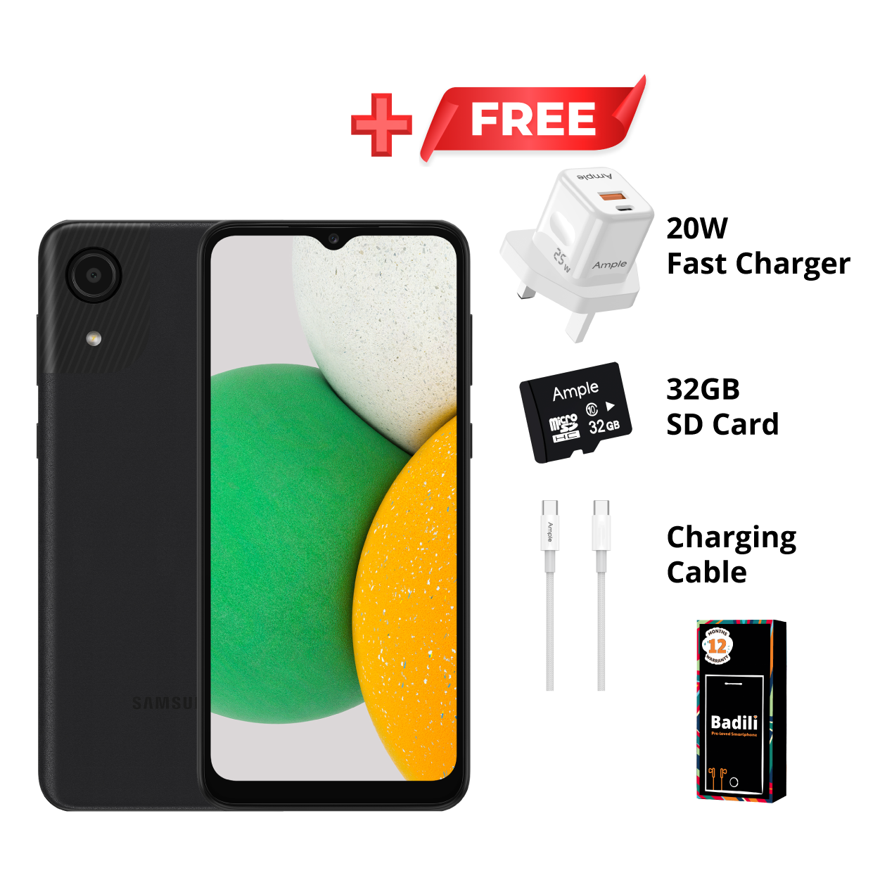 Badili Samsung Galaxy A03 Core Refurbished, 6.5" Display, 2GB RAM, 32GB ROM, 5000mAh Battery-Black.