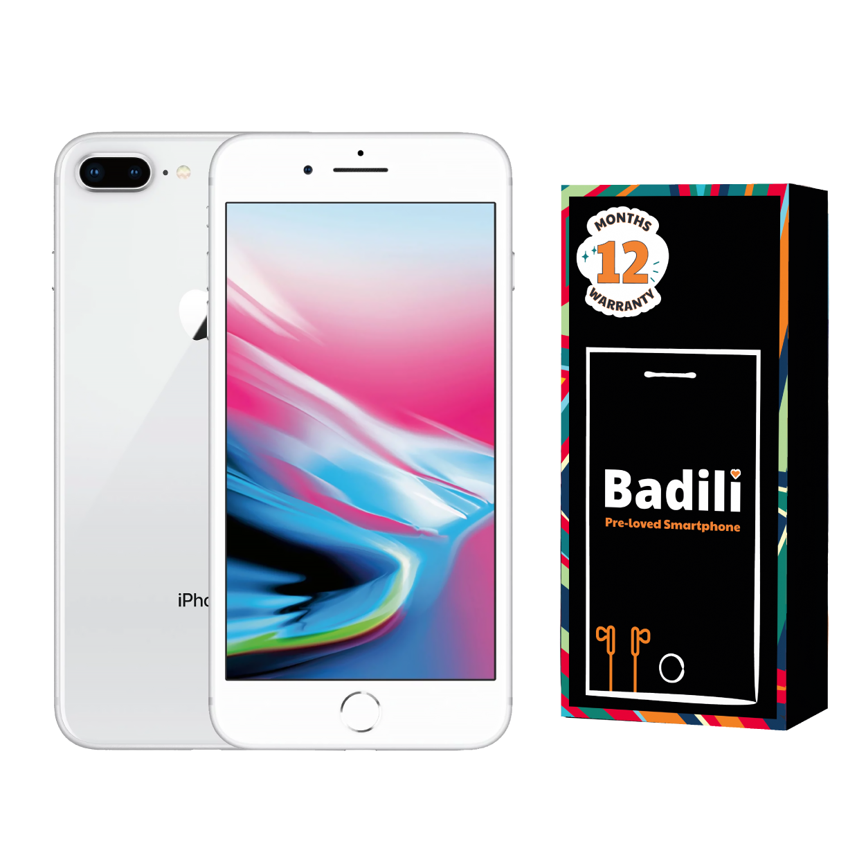 Badili - iPhone 8 plus ,Silver 64GB- Refurbished with 12 Months warranty .