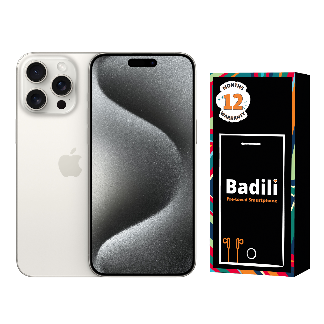 Apple iPhone 15 Pro Dual SIM 8GB/256GB – Titanium Color, Unlocked 5G Smartphone, A17 Pro Chip, 48MP Triple Camera, 6.1″ Super Retina XDR, 1-Year Badili Warranty Refurbished