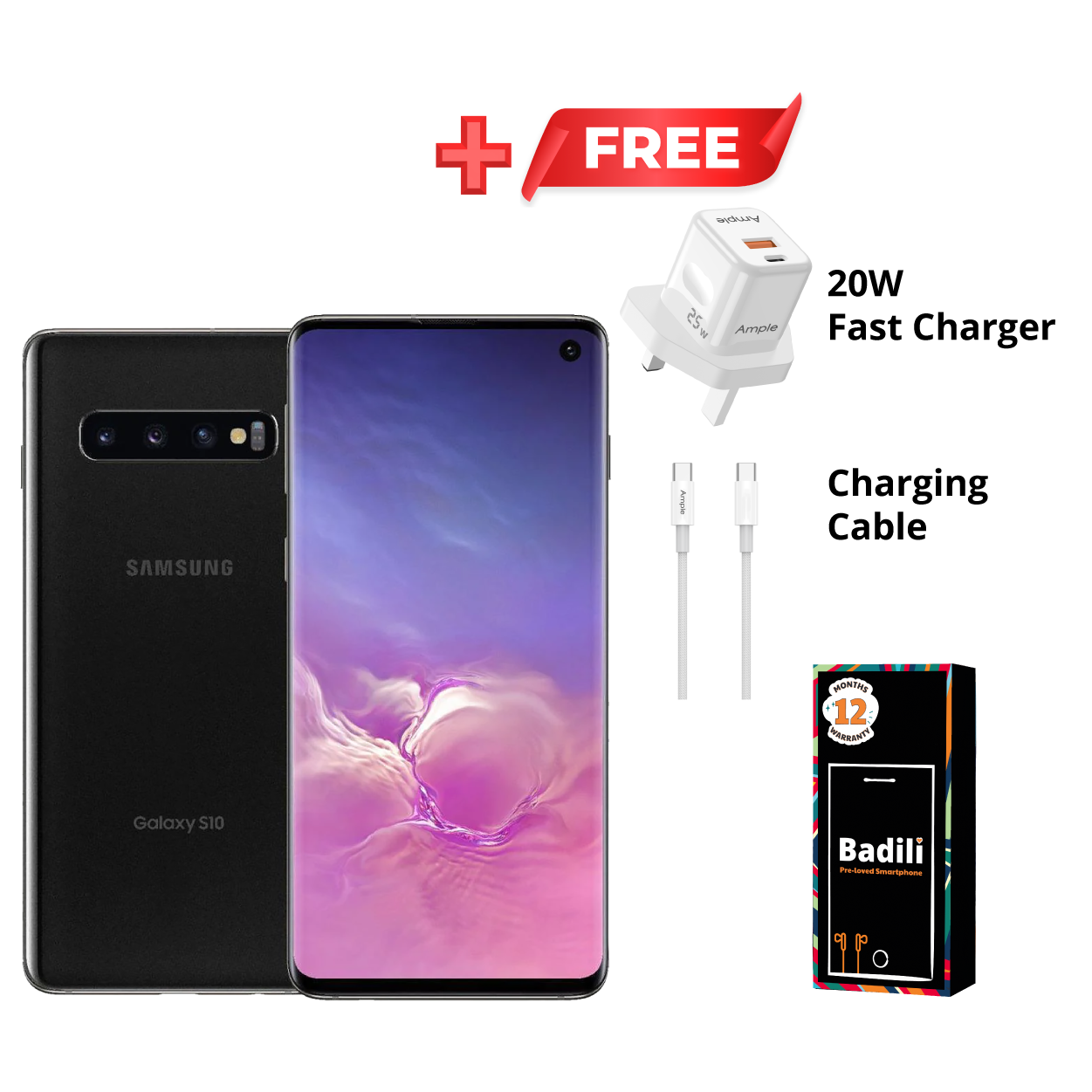 Samsung S10 5G Badili Smartphone, HD Display 5.5 " ,RAM 6 GB + 128GB ROM  8MP CAMERA 10MP + 64 MP 4000mAh Refurbished Badili Smart Phone 12 Months warranty