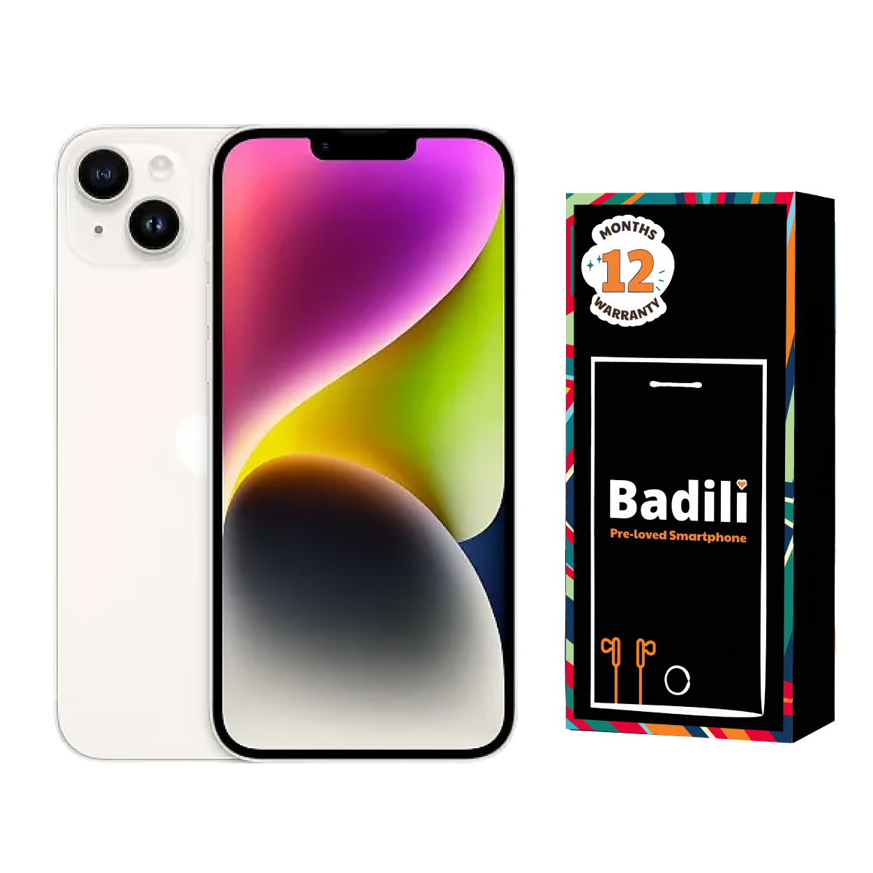 Badili Apple iPhone 14 Dual SIM, unlocked (6GB RAM, 128GB Storage) – 6.1" Super Retina XDR Display, A15 Bionic Chip, 12MP Dual Camera, 5G Smartphone, Midnight, refurbished