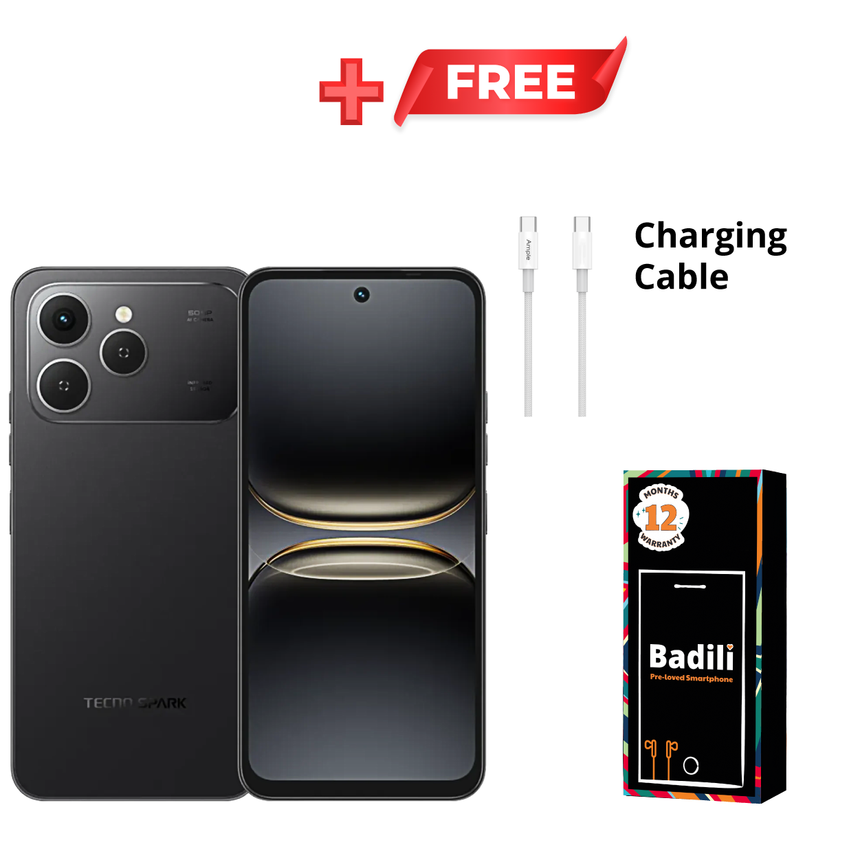 Tecno Spark 40 Android Smartphone (Refurbished Phone by Badili) – 6.67” HD+ Display, 128GB Storage, 4GB RAM, 50MP Camera, 5200mAh Battery, Dual SIM + 12-Month Warranty