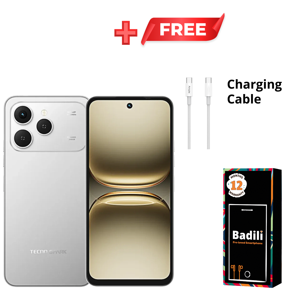 Tecno Spark 40 Android Smartphone (Refurbished Phone by Badili) – 6.67” HD+ Display, 128GB Storage, 4GB RAM, 50MP Camera, 5200mAh Battery, Dual SIM + 12-Month Warranty