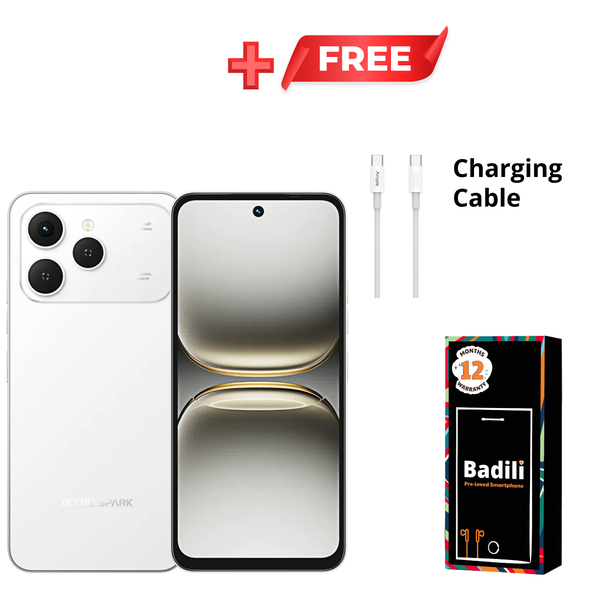 Tecno Spark 40 Android Smartphone (Refurbished Phone by Badili) – 6.67” HD+ Display, 128GB Storage, 4GB RAM, 50MP Camera, 5200mAh Battery, Dual SIM + 12-Month Warranty