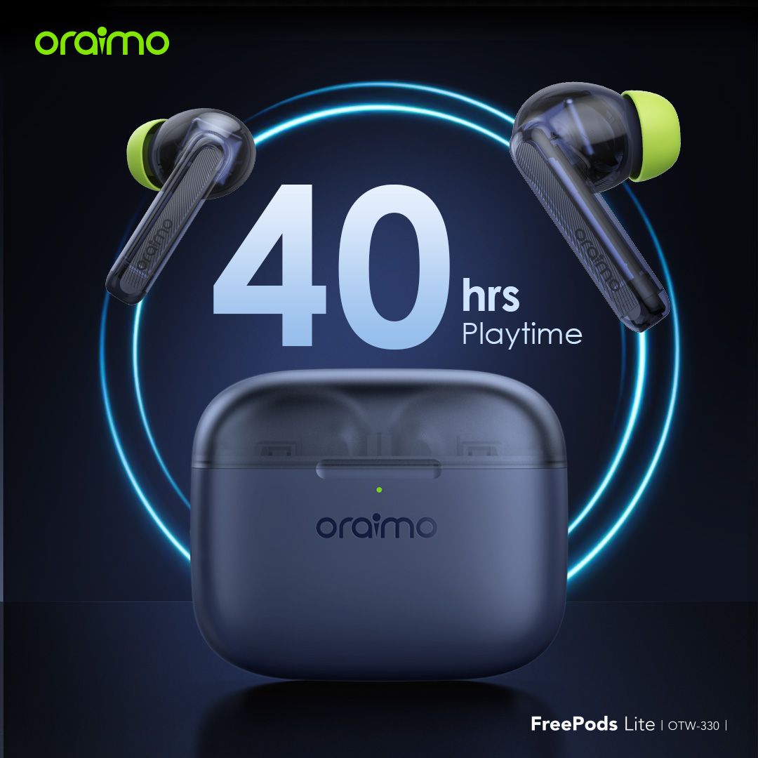 (SPECIAL OFFER)Oraimo FreePods Lite ENC True Wireless Earbuds Model: OTW-330 40 hrs playtime  Bluetooth earphone