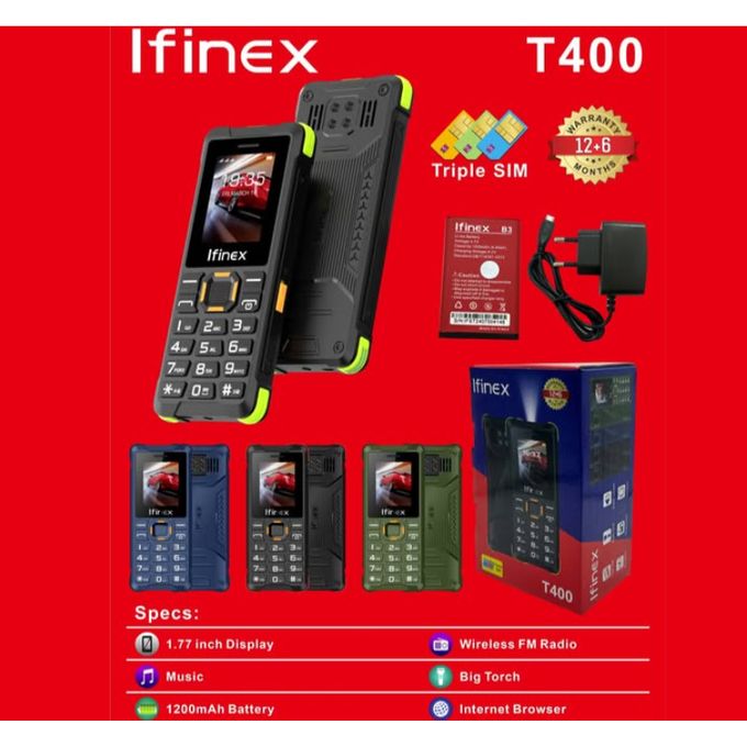 (CLEARANCE OFFER) IFINEX T 400 TRIPLE 3 SIM CARD 1.77'' BIG TOUCH WIRELESS FM KABAMBE KATULULU MULIKA MWIZI NEW ARRIVAL FEATURE PHONE