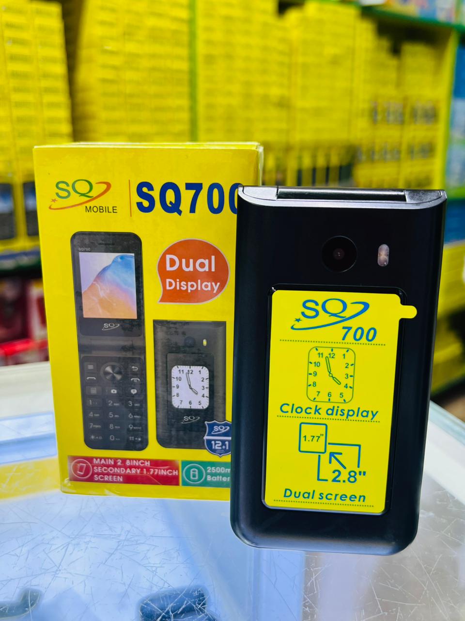 NEW ALERT!! SQ 700 Flip Phone 🔸2.8''Main Screen Display 1.77''Secondary Screen Display🔸Dual SIM Cards 🔸2500mAh Powerful Battery🔸 Camera🔸Flashlight Torch and Fm Wireless
