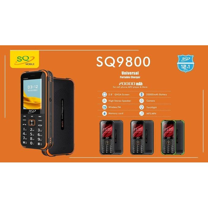 SQ Mobile Phone SQ 9800 Screen Display 2.8", Wireless FM,20000mAh Battery, Dual SIM Card,HD Camera ,HD Sound Quality