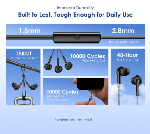 ORAIMO SUPERIOR DEEP BASS CONCH 2 NEO OEP-320s🔹3.5MM In-ear Earphone Frequency🔹 Has comfortable Ear tips 🔹 stylish Design and improved Durability