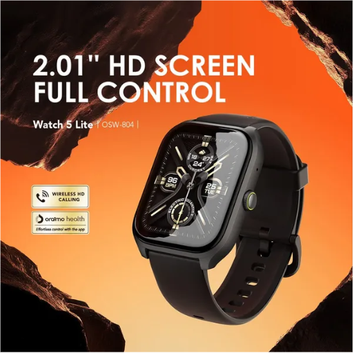 Oraimo Watch 5 Lite Smart Watch Smartwatch OSW-804🔹 2.01'' HD Screen  HD Voice in Calls🔹  AI-Generated Watch Faces
🔹 IP68 Dust & Water Resistance*