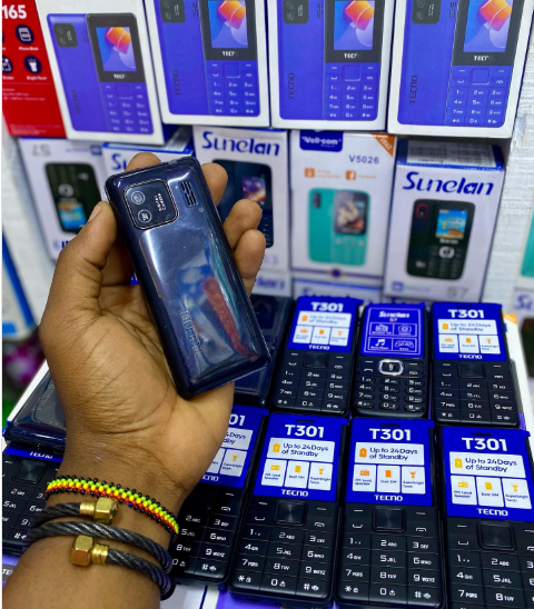 Tecno T301 (Dual Sim) Button Phone🔹 Torch 🔹Wireless FM🔹 Battery 1000mah Feature Kabambe Mobile Phone