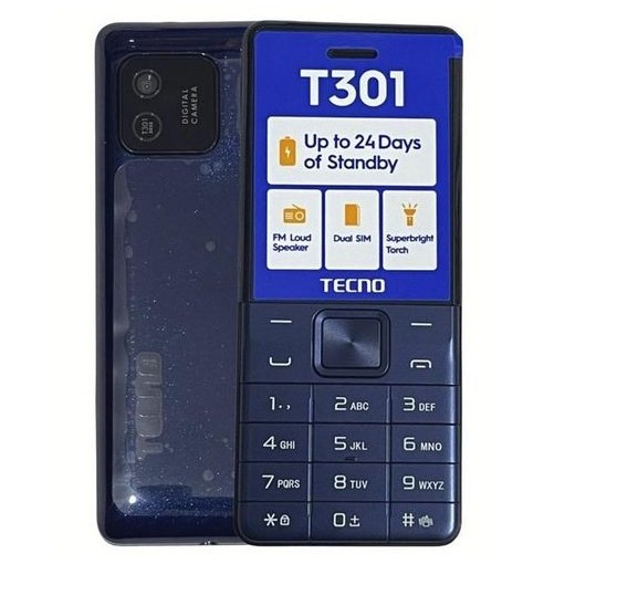 Tecno T301 (Dual Sim) Button Phone🔹 Torch 🔹Wireless FM🔹 Battery 1000mah Feature Kabambe Mobile Phone