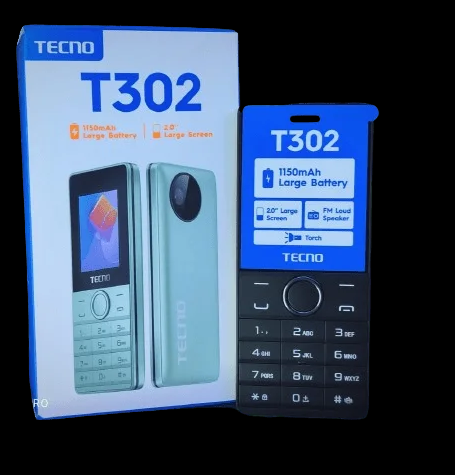 Tecno T302 (Dual Sim) Button Phone🔹 Torch 🔹Wireless FM🔹 Battery Capacity 1150mAh🔹 Camera  Feature Kabambe Mobile Phone