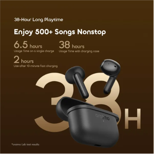 Oraimo SpaceBuds Air 38 Hours Smart Finder True Wireless Earbuds, Comfortable Half-In-Ear Fit , Smart Earbud Finder ,Free Anti-Lost Lanyard Included, MODEL:OTW-324S