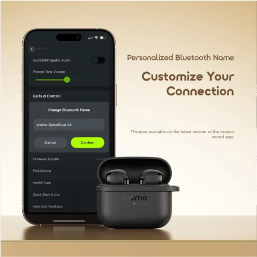 Oraimo SpaceBuds Air 38 Hours Smart Finder True Wireless Earbuds, Comfortable Half-In-Ear Fit , Smart Earbud Finder ,Free Anti-Lost Lanyard Included, MODEL:OTW-324S