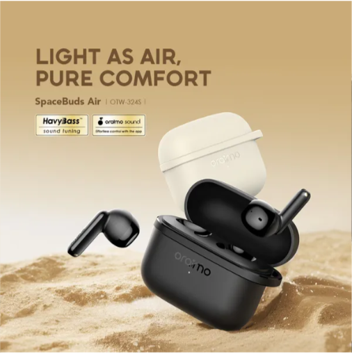 Oraimo SpaceBuds Air 38 Hours Smart Finder True Wireless Earbuds, Comfortable Half-In-Ear Fit , Smart Earbud Finder ,Free Anti-Lost Lanyard Included, MODEL:OTW-324S