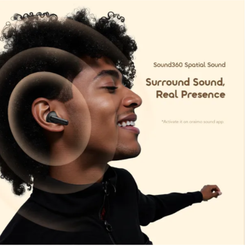 Oraimo SpaceBuds Air 38 Hours Smart Finder True Wireless Earbuds, Comfortable Half-In-Ear Fit , Smart Earbud Finder ,Free Anti-Lost Lanyard Included, MODEL:OTW-324S