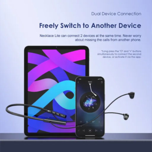 Oraimo Necklace Lite Call Vibration Wireless Headphones IPX4 waterproof and Noise reduction in calls and with dual device connection 30Hr Playtime (Lights On) & Vibration Notifications