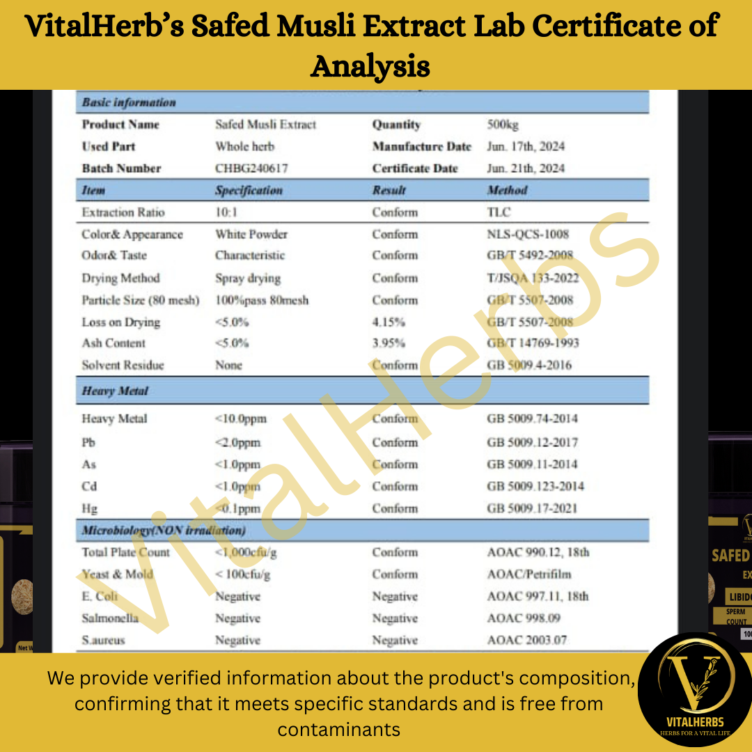 Safed Musli powder-  100% Pure, Improves libido,Promotes sperm count and quality,Boosts Stamina