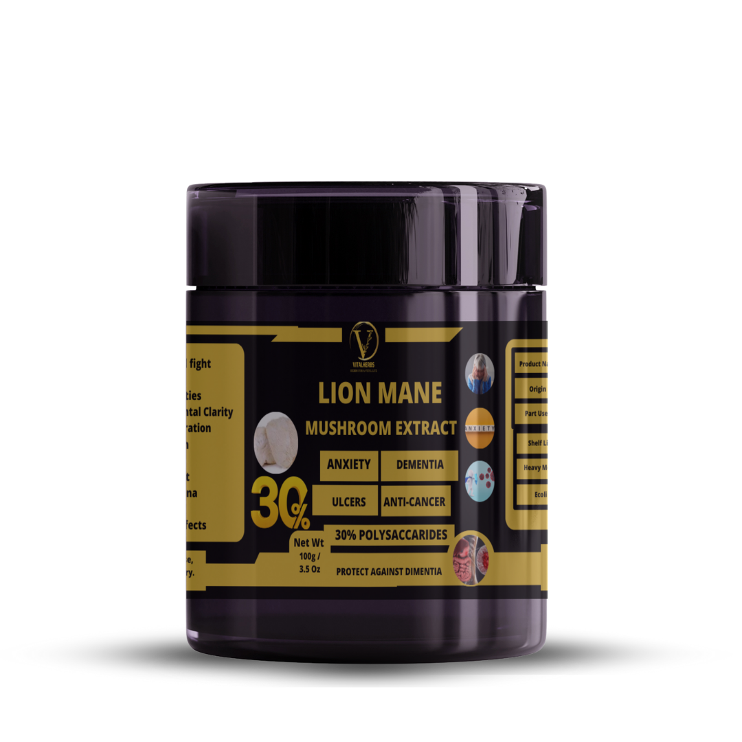 Lion's Mane Extract Powder - 100% Pure,Finely Ground,Soluble in water, support brain health, aiding in memory, focus, and overall cognitive function.