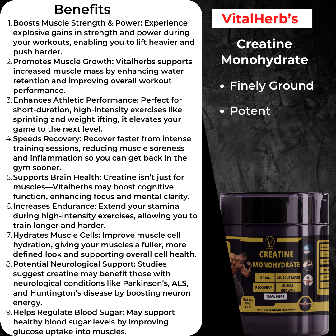 Creatine Monohydrate - 100% Pure,Boosts Muscle Strength & Power,Promotes Muscle Growth