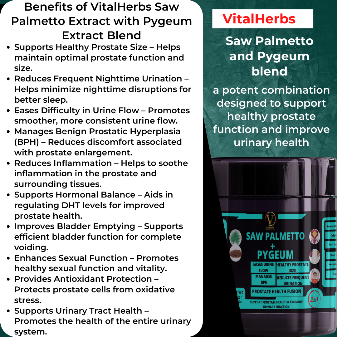 Saw Palmetto with Pygeum Extract Blends- Supports Healthy Prostate Size ,Reduces Frequent Nighttime Urination ,Eases Difficulty in Urine Flow