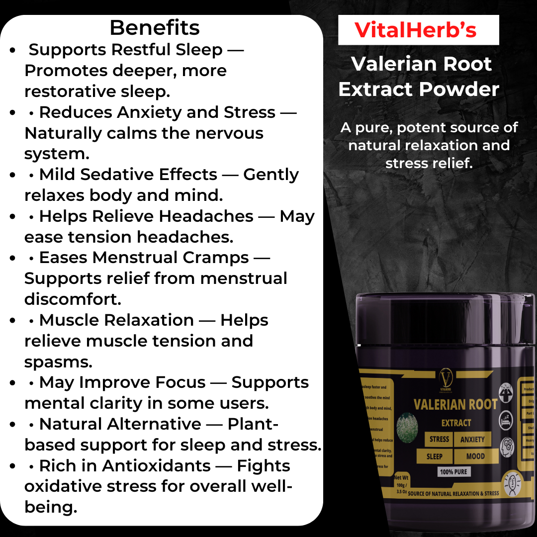 Valerian Root Extract Powder -  Supports Restful Sleep,Reduces Anxiety and Stress