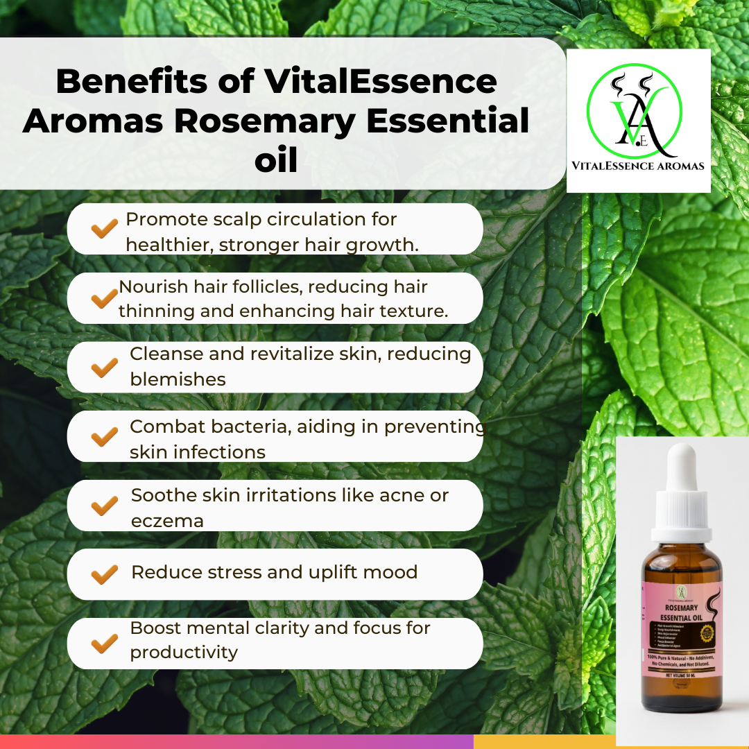 Rosemary Essential Oil  - 100% Pure, Undiluted, Therapeutic Grade, Aromatherapy Diffuser ,Hair 100% Pure, Undiluted, Therapeutic Grade, Aromatherapy Diffuser ,Hair Growth Stimulant ,Scalp Nourishment: