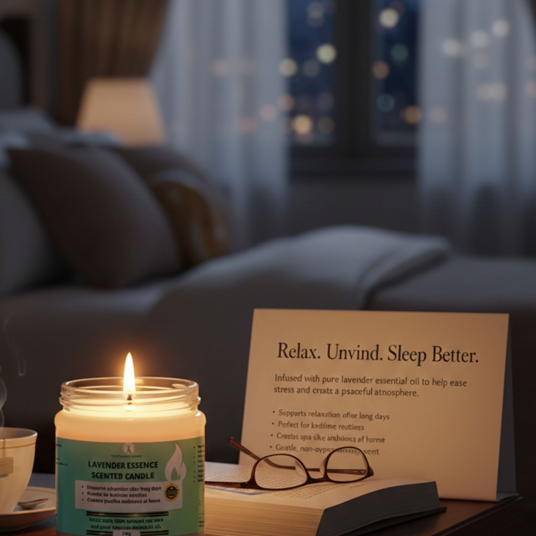 Lavender Essence Scented Candle - Promotes relaxation and emotional balance